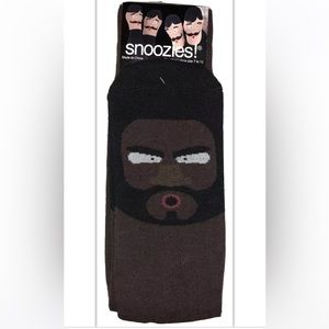 Snoozies Crew Socks 1 Pair Men's Shoe 7-12  Brown White a Face On Your Feet NEW!